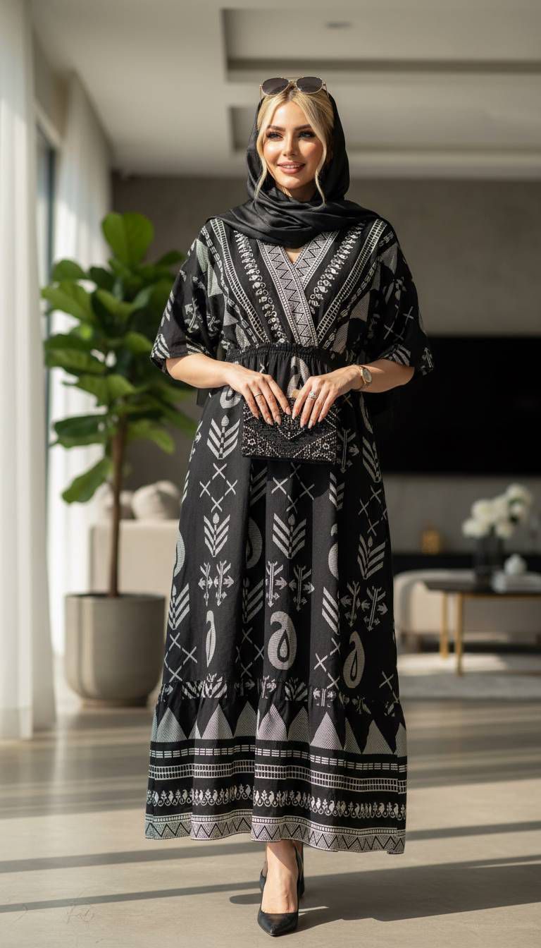 پیراهن جیب دار کلوش سنتی