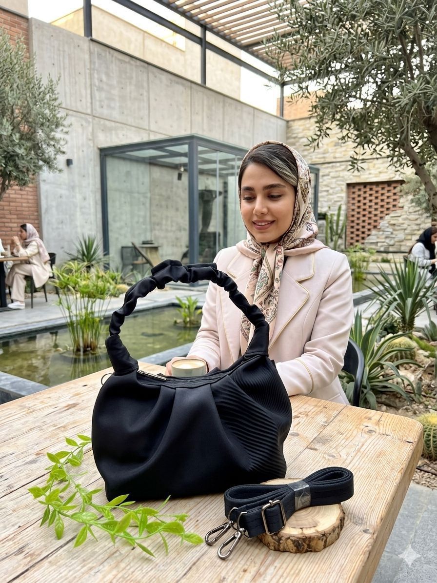 کیف پلیسه دسته چروک