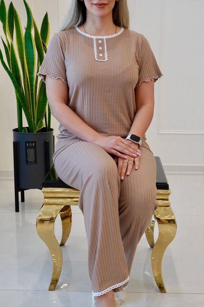 ست یقه گیپور دکمه دار